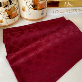 Vakko Desen Monogram İpeksi Şal 441044 - Bordo