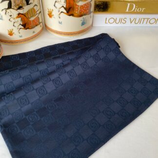 Vakko Desen Monogram İpeksi Şal 441044 - Lacivert