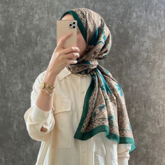 Etro Pamuk İpek Şal 987654 / KOYU YEŞİL/VİZON