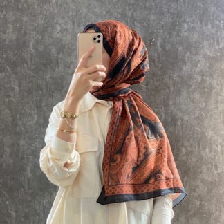 Etro Pamuk İpek Şal -987654 KİREMİT/SİYAH