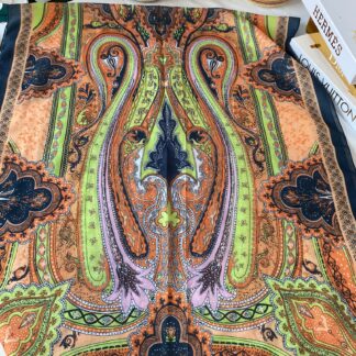 Etnik desen pamuk soft şal-321654 TURUNCU / YEŞİL