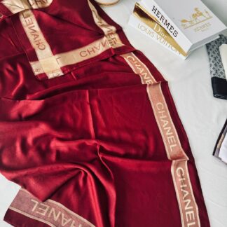CHANEL YÜN İPEK ŞAL EŞARP 10446 - Bordo