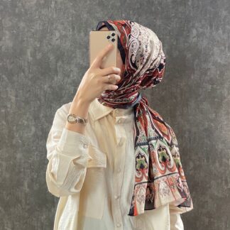 ETRO KAYMAYAN VUAL İPEK ŞAL 025025 - turuncu/kahve
