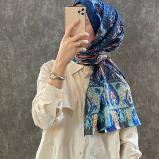 ETRO KAYMAYAN VUAL İPEK ŞAL 025025 - saks/turuncu