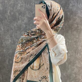 ETRO VUAL İPEK ŞAL 36987 - koyu yeşil/ altın