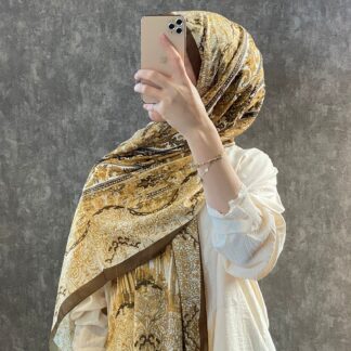 ETRO VUAL İPEK ŞAL 36987 - koyu kahve/ açık sarı