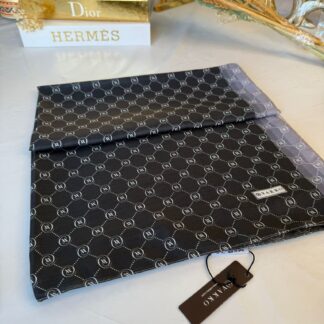 Vakko Monogram Desen Pamuk İpeksi Şal 456456 - siyah/beyaz