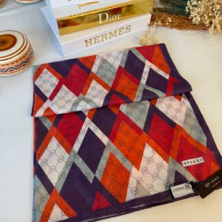 Vakko Piramit Desen Pamuk İpeksi Şal -895623 lacivert/kırmızı