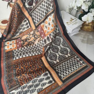 Etnik Desen Pamuk Soft Şal 83923 - Kahve