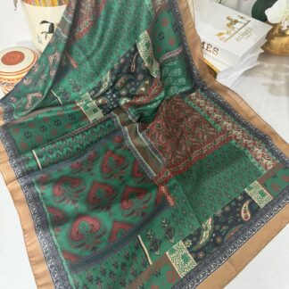 Etnik Desen Pamuk Soft Şal 83923 - Zümrüt