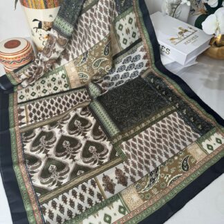 Etnik Desen Pamuk Soft Şal 83923 - Yeşil