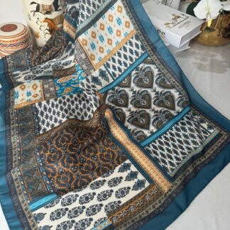 Etnik Desen Pamuk Soft Şal 83923 - Turkuaz