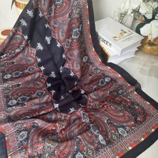 Etnik Desen Pamuk Soft Şal 83926 - Siyah