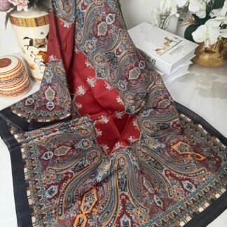 Etnik Desen Pamuk Soft Şal 83926 - Kırmızı