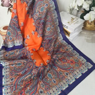 Etnik Desen Pamuk Soft Şal 83926 - Turuncu