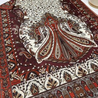 etnik hint deseni pamuk ipek şal -313131 Kiremit/bordo
