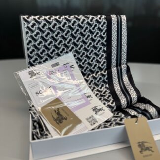 Burberry Çift Taraflı İthal Vual İpel Şal 78631 - siyah-gri