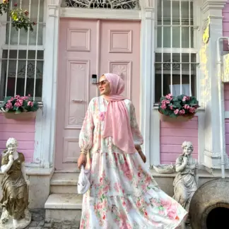 Gül Bahçesi Maxi Elbise- Lila