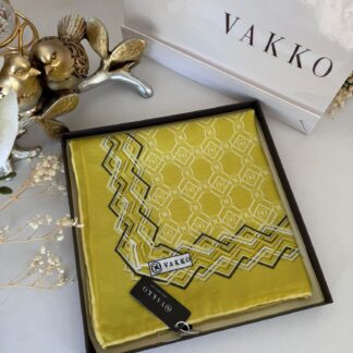 Vakko Şerit Desen Pamuk Soft Eşarp 14589 - Yağ Yeşili