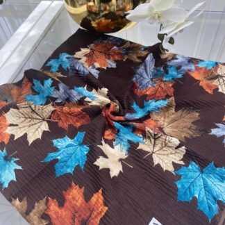 Yaprak Desen Mio Caz Eşarp - Kahverengi - Organic ScarfsOrganic Scarfs