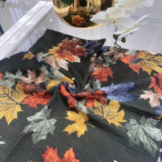 Yaprak Desen Mio Caz Eşarp - Siyah - Organic ScarfsOrganic Scarfs