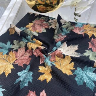 Yaprak Desen Mio Caz Eşarp - Siyah - Organic ScarfsOrganic Scarfs