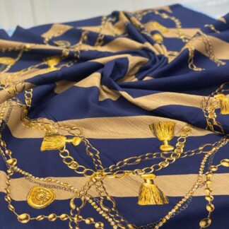 Zincirli Desen Mio Cazz Eşarp - Lacivert- Camel - Organic ScarfsOrganic Scarfs