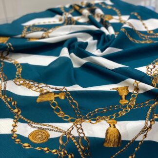Zincirli Desen Mio Cazz Eşarp - Petrol - Organic ScarfsOrganic Scarfs
