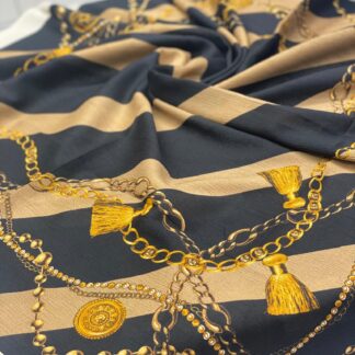 Zincirli Desen Mio Cazz Eşarp - Siyah - Camel - Organic ScarfsOrganic Scarfs
